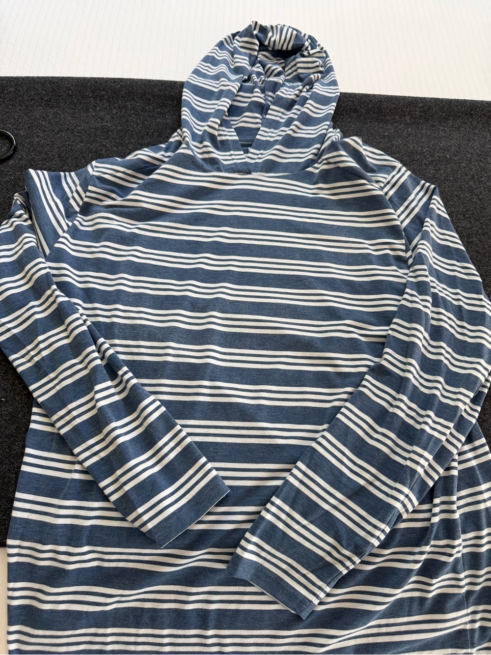 Fair Harbor Navy and White Striped Hooded Pullover